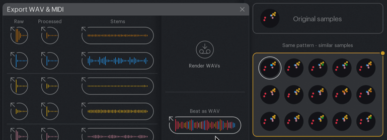 Export with ease whenever you hear something you like