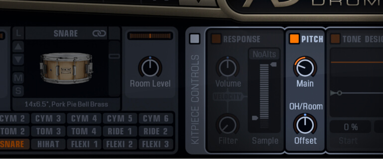 Pitching down the snare in Addictive Drums 2