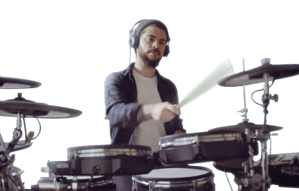 Drummer using e-drums